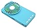 Welltop Mini Mirror Fan Handheld Fan Electric Personal Fans 3 Speeds Portable Mini USB 18650 Rechargeable Emergency Power Bank Ultra-thin Summer Fan (Blue)