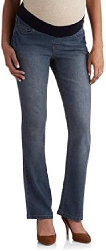 Planet Motherhood Maternity Demi Panel 5-Pocket Bootcut Jeans, Small, Med Wash