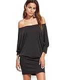 Floerns Womens' Off The Shoulder Plain Fall Mini Bodycon Dress