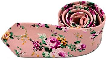 Siviki Elegant Men Fashion Printed Floral Skinny Slim Necktie Cotton Narrow Business Casual Tie