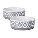 DII Bone Dry Lattice Ceramic Pet Bowl for Food & Water with Non-Skid Silicone Rim for Dogs and Cats (Medium - 6" Dia x 2"H) Gray - Set of 2 primary