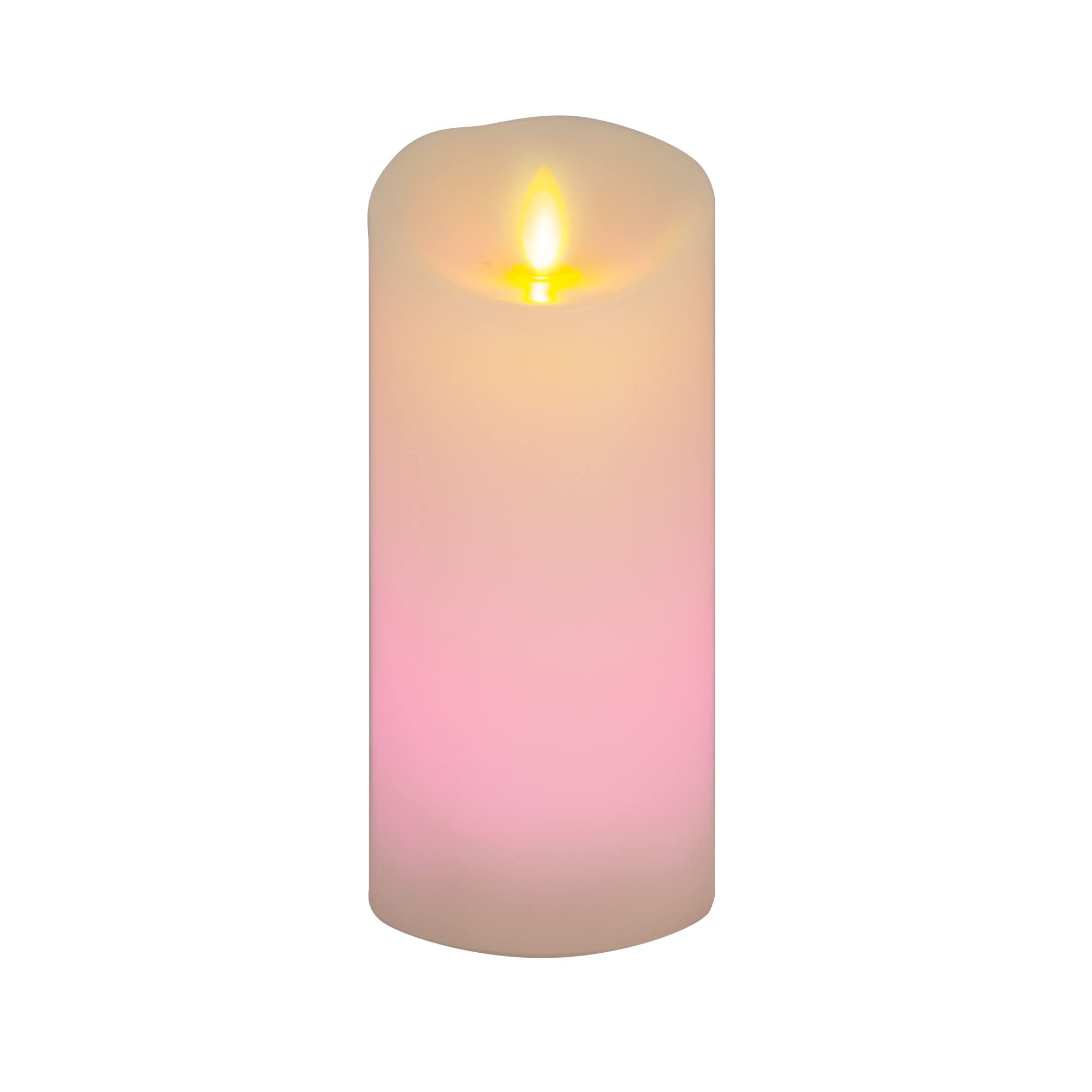 Luminara Colour Changing Flameless Moving Flame LED Candle with Remote | Large Unscented Orange Pink Battery-Powered Candle (3 x 6.5-inch), Flickering Light