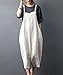 Yesno P21 Women Rompers Cropped Pants Trousers 100% Linen Casual Wide Leg Low Crotch Loose Fit,Beige,L (US12-US14)