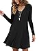 MOLERANI Women's Casual Swing Simple T-shirt Loose Dress, Small, long Sleeve Black