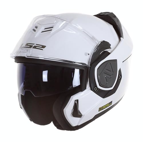 LS2, Advant Modular Flip Front Motorcycle Helmet. ECE 22.06 Certified. Complete With Pinlock and Luxury Camo Backpack Style Carry Bag. Solid White. M