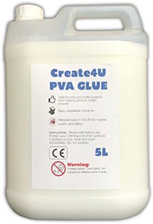 Create4u - General Purpose Eco Washable White PVA Glue For Schools, Slime Compatible, Arts & Craft - 5 Litres