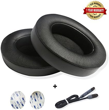 Earpads, Replacement Ear pads Headphone Cushion Memory Foam Ear Cups for Beats Studio 2.0 Wired / Studio 2.0 Wireless B0500/B0501 with Charging Cable (1 Pair Black ) by SSKJTC (Black)