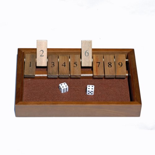 WE Games Shut the Box Game - 9 Numbers with Dark Stained Wood
