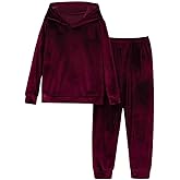 codcm Womens 2 Piece Sweatsuits Set Fall Lounge Pajama Set Velvet Long Sleeve Hoodie Jogging Suit