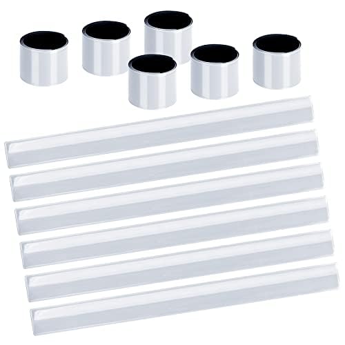 URAQT Reflector Strips, 16 Pcs Reflective Snap Band, Highly Reflective Wearable Wrist/Ankle Bands, Snap Safety Armbands for Cycling, Running, Adults, Children (White)