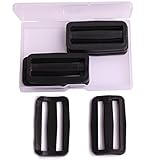 Shapenty 2 Inch Black Plastic Tri-glide Slides Button Adjustable Webbing Triglides Slider Buckle for Belt Backpack and Bags, 8PCS