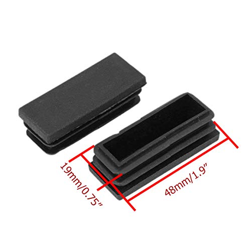 LDEXIN 18pcs 48x19mm Plastic Rectangle Tubing Inserts Threaded End Blanking Cap Plug Furniture Foot Table Chair Leg Pipe Cover Black