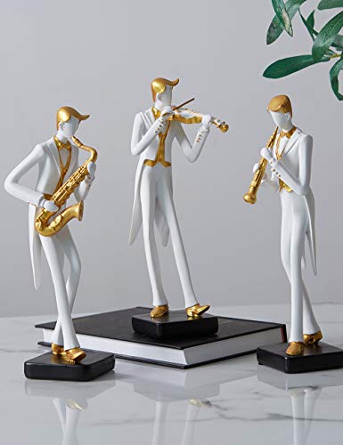 HAUCOZE Musical Ornament Musician Statue Sculpture Piano Figure Modern Decoration Art Home Gift for Living Room Dining Room Office 22cm