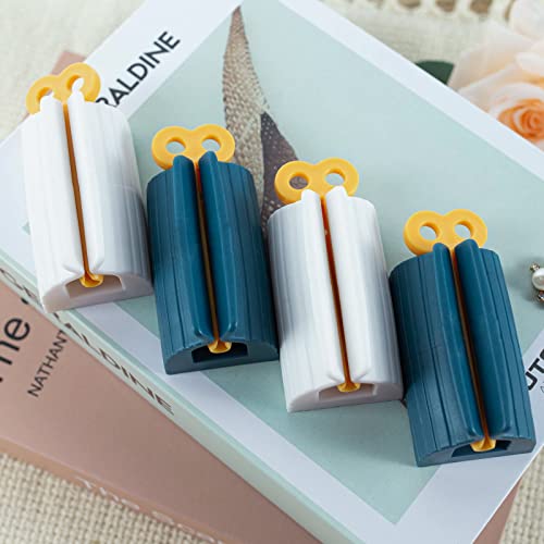 LOVEINUSA Toothpaste Dispenser, 4PCS Plastic Toothpaste Squeezer Toothpaste Roller Tube Holder Toothpaste Seat for Hair Gel Ketchup Ointments
