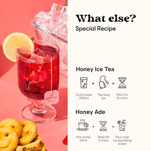 OH DOMINGO HONEY HIBISCUS TEA, INDIVIDUALLY WRAPPED TEA BAGS, 20 COUNT, CAFFEINE FREE, SWEETENED WITH HONEY, EXOTIC AND REFRESHING BLEND