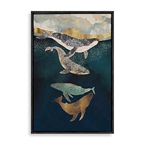 Framed Canvas Home Artwork Decoration Whale Fall Canvas Wall Art for Living Room, Bedroom - 16x24 inches