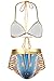 ESONLAR Women's African Tribal Metallic Cutout High Waist Bikini Sets Swimsuit