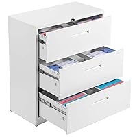  Lateral File Cabinet- 3 Drawer Lateral File Cabinet Lockable Heavy Duty Filing Cabinet, Steel Construction