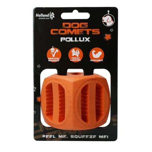 Dog Comets Pollux - Leckerli-Versteck - Hundespielzeug - Intelligenzspielzeug - Würfel - Gummi - 5,5 x 5,5 cm - Orange