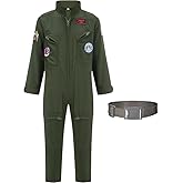 GZ-LAOPAITOU Kids Fighter Pilot Costume, Boys Air Force Flight Suit, Aviator Dress Up Costume for Halloween Cosplay