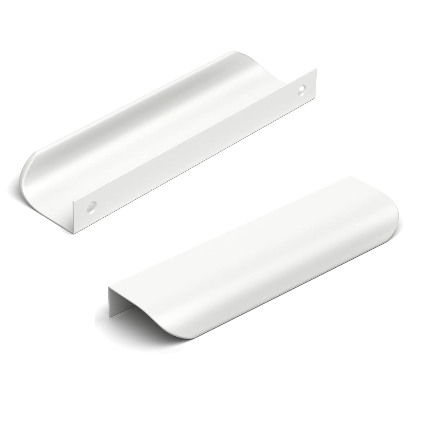 SYZOW 6 Pack White Cabinet Pulls Kitchen Cabinet Hardware Cabinet- Edge Finger Tab Pull White Pull Hidden Drawer Handles 96mm Hole Centers