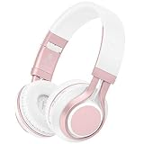 Picun Wireless Headphones 4 in 1 Bluetooth headphones with HD Mic, HiFi Stereo Bass Foldable Headset, Soft Protein Earmuffs, TF Card & FM Radio Wired Mode for PC TV Travel Kids Girl Women (Rose Gold)