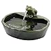 Sunnydaze Ceramic Solar-Powered Water Fountain - Green Glaze - Low-Voltage Submersible Pump with Filter - Frog