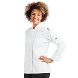 Women’s Long Sleeve Chef Coat/Double Breasted/Plastic Button Reversible Front Closure (S-XL, 2 Colors) (Medium, White)
