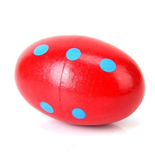 sea-junop 5 Pcs Wooden Egg Maracas Shakers Music Instruments Percussion Toy for Kids (Red) - Thumbnail 2