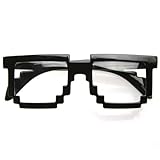 zeroUV - Pixelated 8-Bit Clear Lens Computer Nerd Geek Gamer Glasses