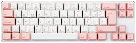 Qisan Wired Mechanical Gaming Keyboard PBT Keycaps 69 Keys Gateron Blue Switch White Backlit ES QWERTY Layout Pink Keycaps Female Gaming Keyboard¡­
