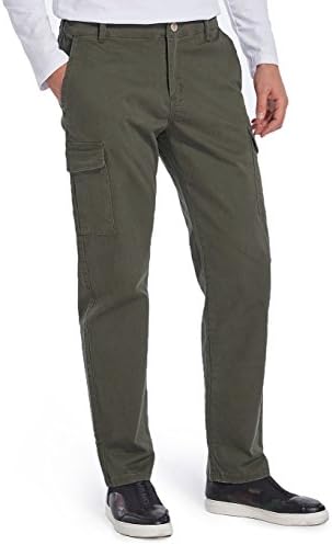 Sirain Men's Relaxed Fit Elastic Cargo Pant Pockets Cotton Tactical Pants (Dark Green, 34W ร 31L)