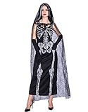 EraSpooky Women's Spider Web Skeleton Adult Halloween Costume(Black, OneSize)