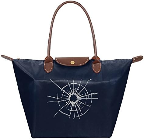 RexStrachey Bullet Holes Women Folding Dumpling Bag Nylon Water Proof Gripesack School Backpack Handbag Navy