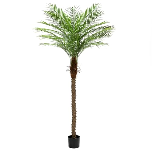 ZEEOZE 210cm Artificial Palm Tree Phoenix Artificial Tall Palm Trees with 15 Adjustable Leaves Artificial Plants Phoenix for Outdoor Patio Pool Home Office Living Room Garden (1 Unit, 210cm)