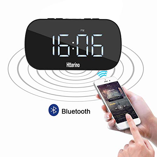 image for Htterino Wireless Bluetooth Speakers Portable Alarm Clock with FM Radi