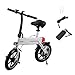 DYU Folding Electric Cycling Bike, 14Inch Mini Aluminum E-Bike 19 Mile Range E Bike (White & Black)thumb 2