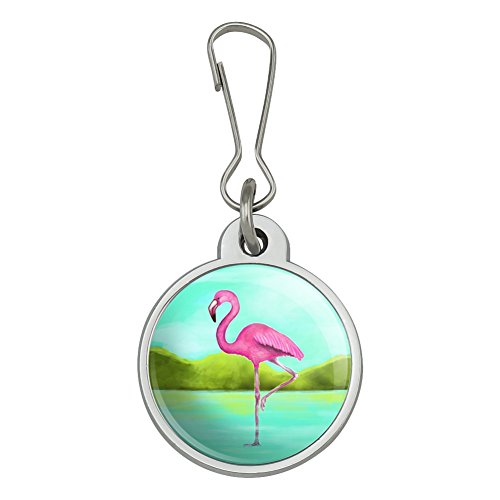 Pink Flamingo in Water Jacket Handbag Purse Luggage Backpack Zipper Pull Charm