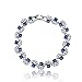 Feraco Blue Tennis Cubic Zirconia Bracelet for Mom Daughter Womens Classic 14K Plated Sapphire Bangle Crystal Valentine's Day Jewelry Gifts