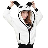 iNewbetter Woman Panda Plush Jackets Hoodie Coat Sleeve Outwear Sweater