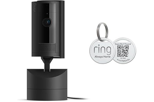 Ring Pan-Tilt Indoor Cam, Black with Ring Pet Tag