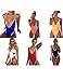 Imposes Women Deep Plunge One Piece Swimsuit Lace-up Back Monokini Bathing Suit