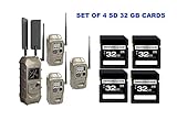 Cuddeback CuddeLink Starter Kit 3 + 1 Trail Camera Cellular Combo Pack and Set of 4 SD 32 GB Cards (5 Items)