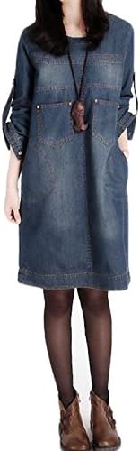 Yitongレディース デニム ワンピース 秋 長袖 ゆったり ショート丈 チュニック トレロ カジュアル ワンピー ワンピース チュニック 通販 Amazon