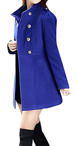 US&R, Women's Fitted Double Breasted Wool Blend Jacket Autumn Trench Coat, Blue Medium US&R, Women's Fitted Double Breasted Wool Blend Jacket Autumn Trench Coat, Blue Medium