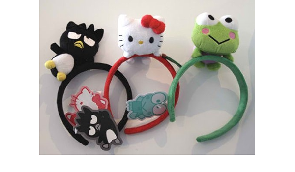 Amazon Com Hello Kitty And Friends Set Of 3 Plush Fuzzy Headbands Toys Games
