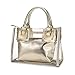 Clear Shoulder Handbags for Ladies, OURBAG Fashion 2 in 1 Designer Women's Waterproof Transparent Handbag Top Handle Crossbody Bag and Purse (Gold)