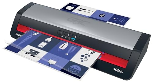 GBC 4410071EU – Laminator 250HS Home Office A3, Fast Heating in 1 Minute, 75-125 Microns, Anti-jamming, Automatic Shut-Off, Includes 5 A4 Laminating Sleeves, Black/Red