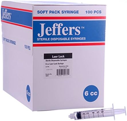 Jeffers Luer Lock Syringes 6cc (ml) (Box of 100)