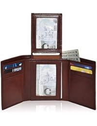 RFID Leather Trifold Wallets for Men - Handmade Slim Mens Wallet Credit Card Holder with ID Window (Small, Tan Vegetable Tanned)